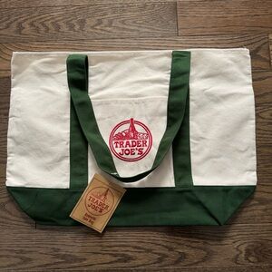 Trader Joe’s Reusable Tote Bag - White and Green
